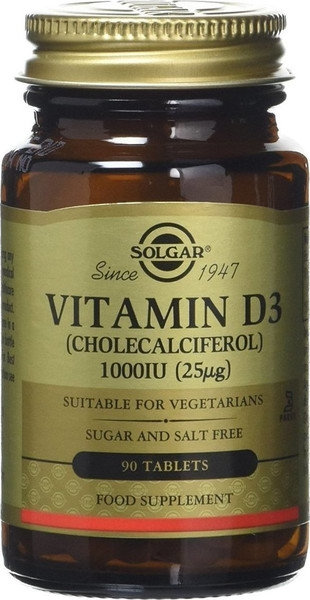 Solgar Vitamin D3 1000IU 25μg 90tabs Solgar Vitamin D3 1000IU 25μg 90tabs