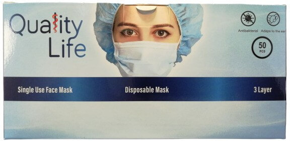 Quality Life Disposable Face Mask 3Layer with EarLoops 50τμχ