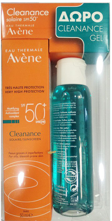 Avene Set Cleanance Solaire SPF50+ &Cleanance Cleansing Gel 