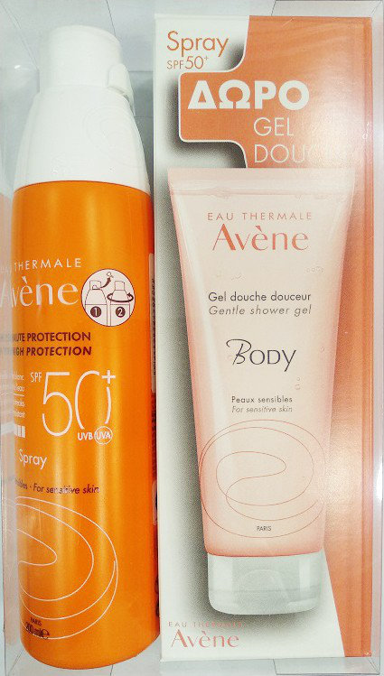 Avene Spray SPF50 200ml & Body Shower Gel 100ml