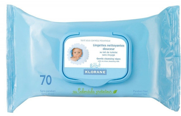 Klorane Bebe Cleansing Wipes Calendula 70τμχ