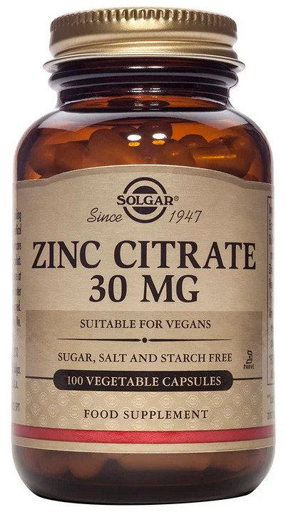 Solgar Zinc Citrate 30mg 100vcaps Solgar Zinc Citrate 30mg 100vcaps