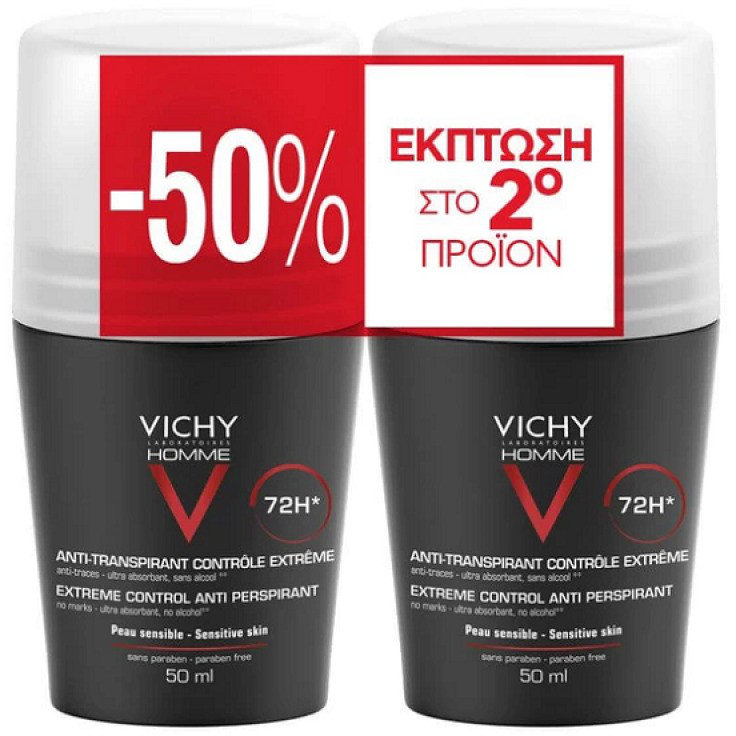 Vichy Homme Anti-Transpirant 72h Roll On 2x50ml