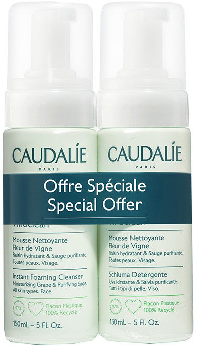 Caudalie Vinoclean Instant Foaming Cleanser 2x150ml