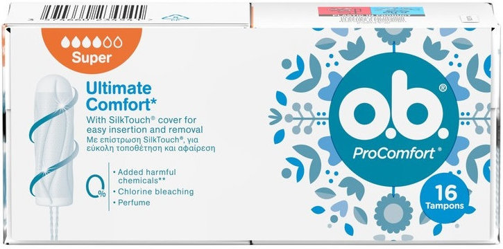 O.B. Pro Comfort Super Curved Grooves Tampon 16τμχ O.B. Pro Comfort Super Curved Grooves Tampon 16τμχ