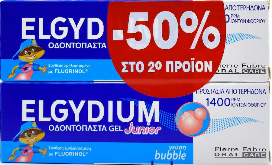 Elgydium Junior Bubble Toothpaste -50% Στο 2ο Προϊόν 2x50ml