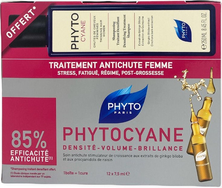 Phyto Phytocyane Vials + Phyto Phytocyane Shampoo 250ml