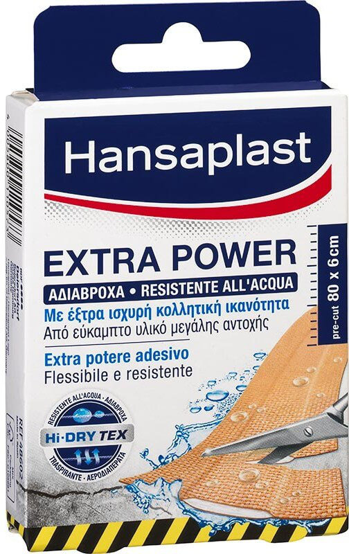 Hansaplast Extra Power Waterproof Strips 10cmx6cm 8τμχ