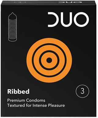 Duo Ribbed Premium Condoms Textured Intense Pleasure 3τμχ