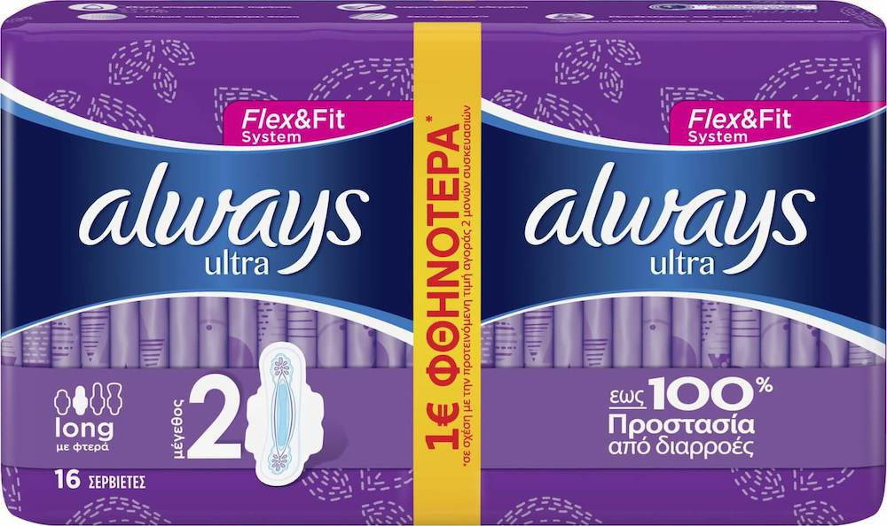 Always Ultra Long Plus Duo Sanitary Napkin with Wings 16τμχ