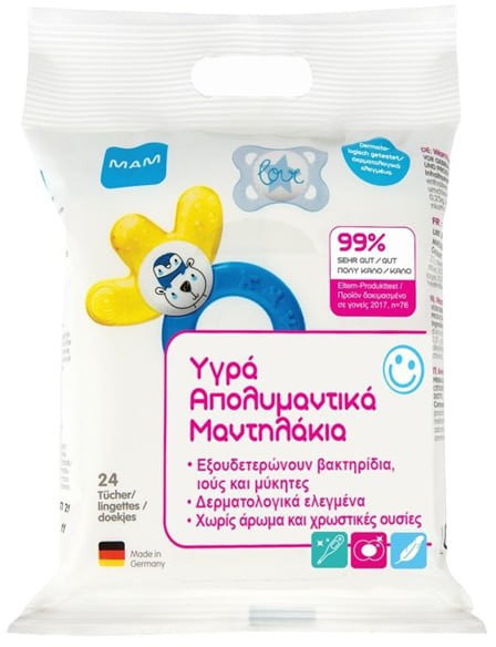 Mam Liquid Disinfectant Wipes 24τμχ
