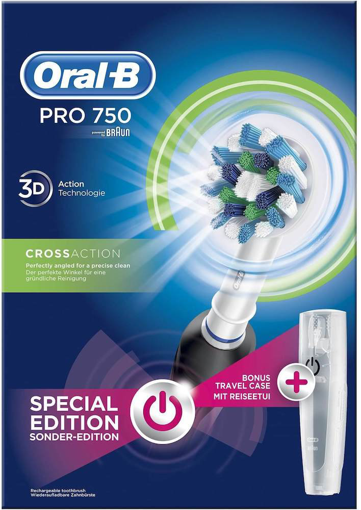 Oral-B Pro 750 Cross Action Black Toothbrush & Travel Case 