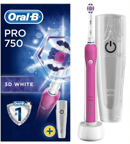 Oral B Pro 750 3D CrossAction Pink Edition & Travel Case