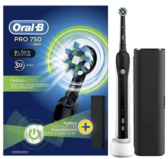 Oral-B Pro 750 All Black Edition Toothbrush & Travel Case