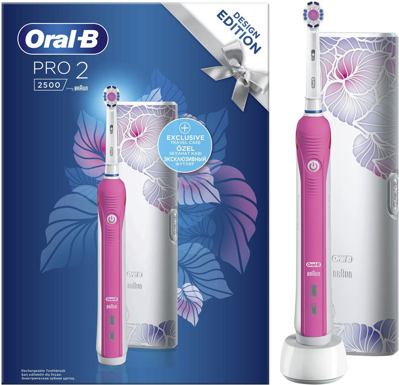 Oral B Pro 2 2500 Design Edition Pink Toothbrush Travel Case