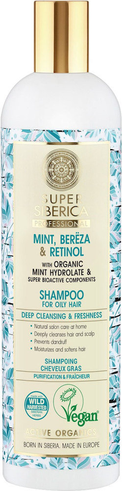 Natura Siberica Mint Bereza  Retinol Shampoo Oily Hair 400ml