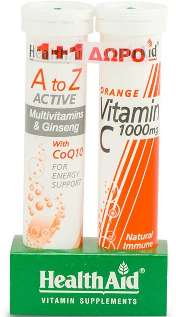 Health Aid A to Z Active With Q10 & VitaminC 1000mg 2x20efft