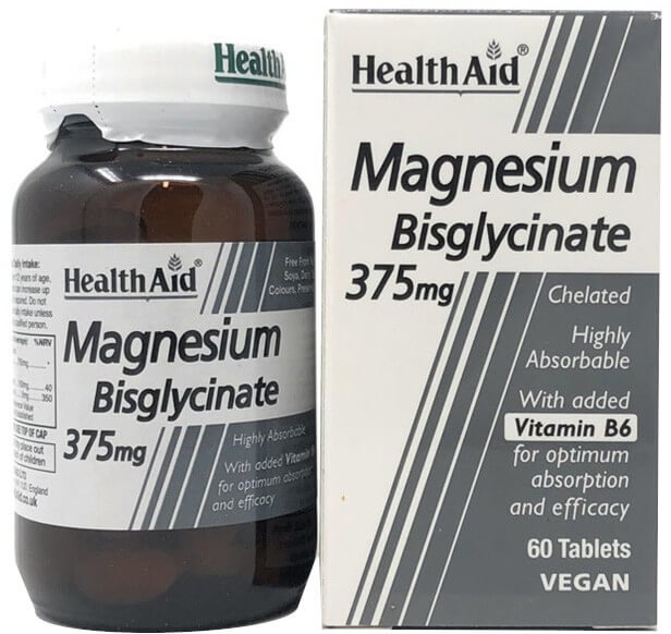 Health Aid Magnesium Bisglycinate 375mg & Vitamin B6 60vtabs Health Aid Magnesium Bisglycinate 375mg & Vitamin B6 60vtabs