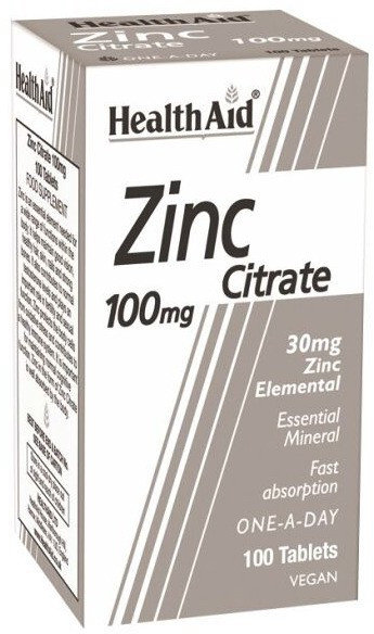 Health Aid Zinc Citrate 100mg 100tabs Health Aid Zinc Citrate 100mg 100tabs