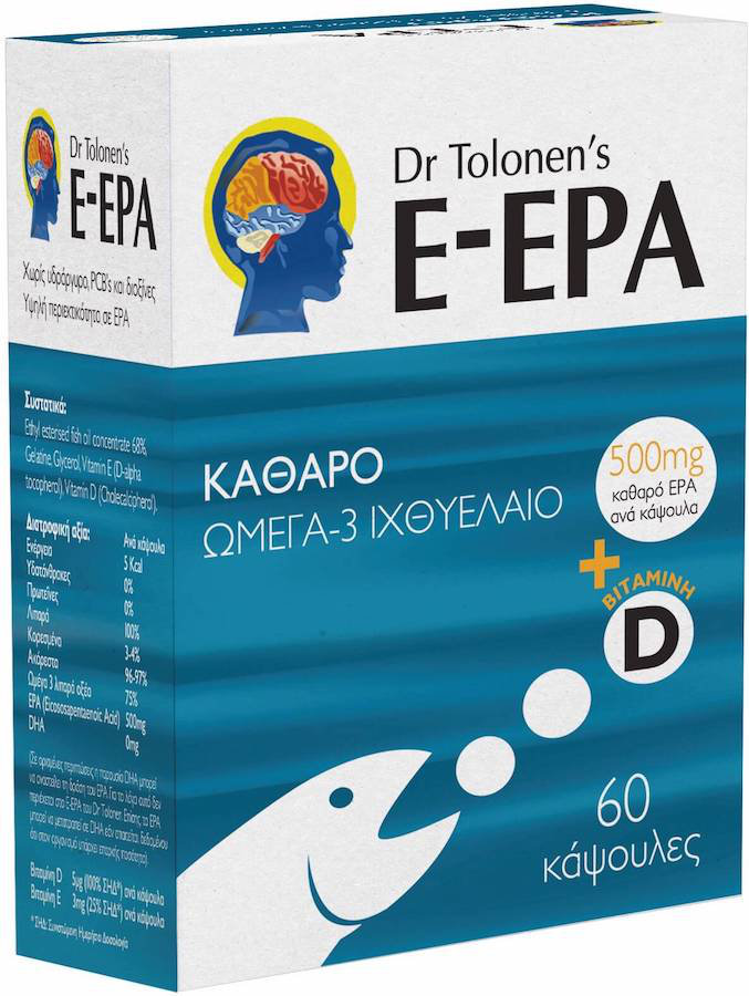 Dr Tolonen's E-EPA Pure Omega 3 +Vitamin D 60caps