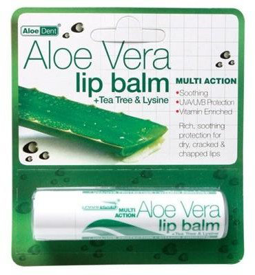 Optima Aloe Dent Aloe Vera Lip Balm Tea Tree & Lysine 4gr