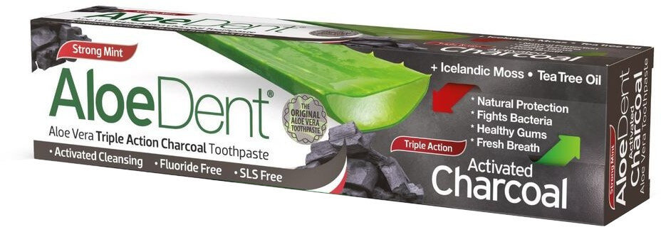 Optima Naturals Aloe Dent 3Action Charcoal Toothpaste 100ml Optima Naturals Aloe Dent 3Action Charcoal Toothpaste 100ml