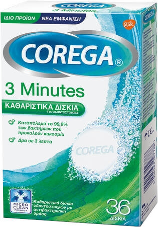 Corega 3 Minutes Dental Cleansing Tablets 36eff.tabs