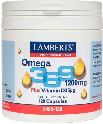 Lamberts Omega 3 6 9 1200mg Plus Vitamin D3 5μg 120caps