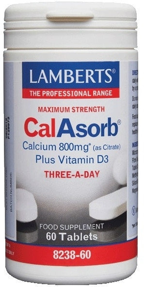 Lamberts CalAsorb Calcium 800mg Plus Vitamin D3 60tabs