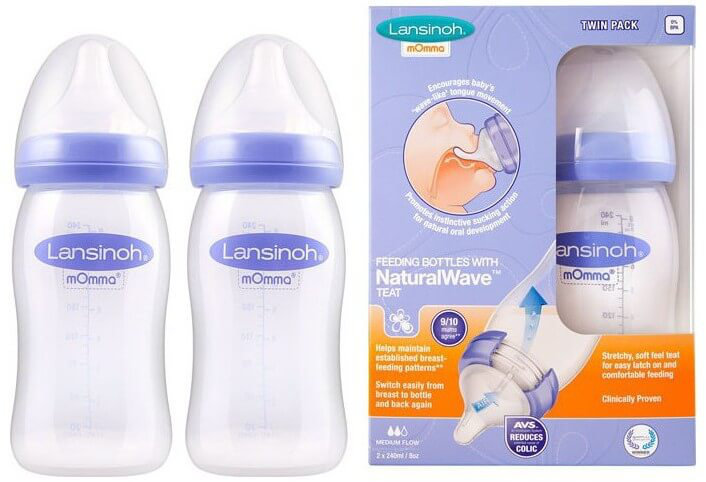 Lansinoh Feeding Bottle with NaturalWave Teat 2x240ml