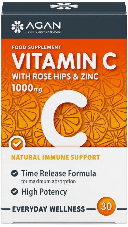 Agan Vitamin C 1000mg With Rose Hips & Zinc 30tabs Agan Vitamin C 1000mg With Rose Hips & Zinc 30tabs