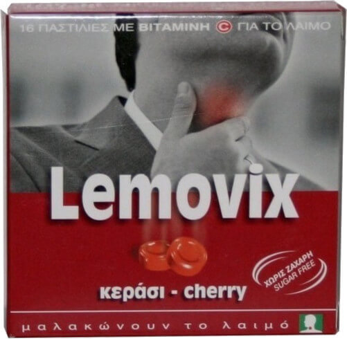 Lemovix Pastilles with Vit, C for Sore Throat Cherry 16τμχ