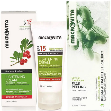 Macrovita Skin Lightening Cream Spf15 50ml+Face Peeling 50ml