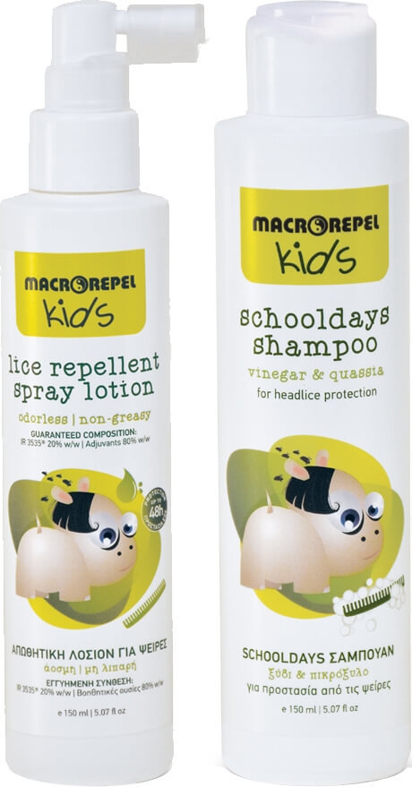Macrovita Kids Lice Repellent Spray & Scholldays Shampoo Set