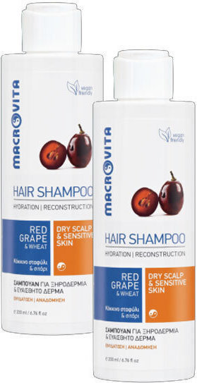 Macrovita 1+1 Red Grape & Wheat Shampoo 2x200ml