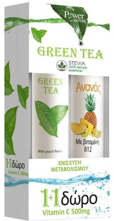 Power Health 1+1 Green Tea Stevia & Pineapple with Vit.B12