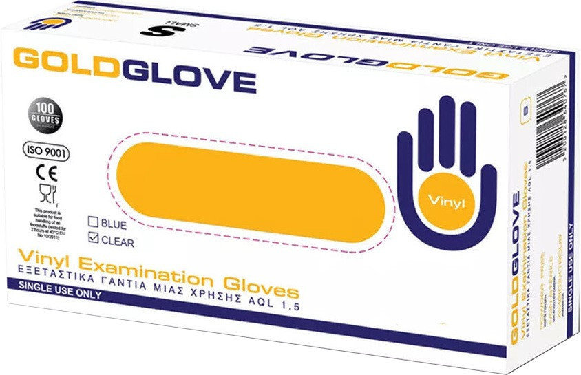 Goldglove Vinyl Examination Gloves Powdered Medium 100τμχ