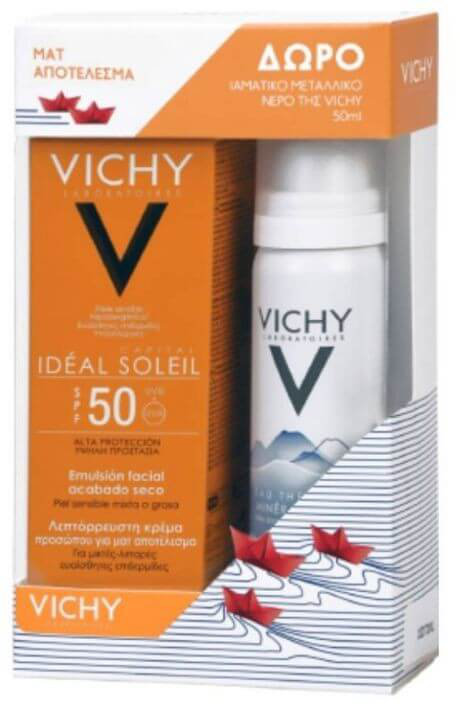 Vichy Mattifying Face Dry Touch SPF50+Δώρο Eau Thermale 50ml