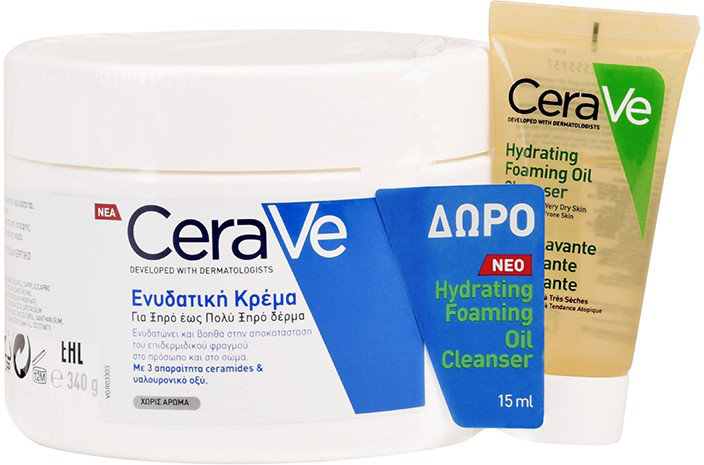 CeraVe Moisturising Cream 340gr+Hydrating Foaming Oil 15ml