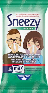 Mega Sneezy Menthol Wet Wipes with Menthol 12τμχ