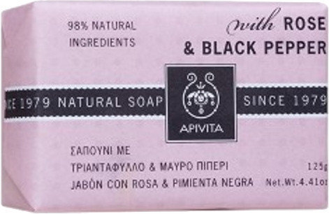 Apivita Natural Soap Rose & Black Pepper 125gr