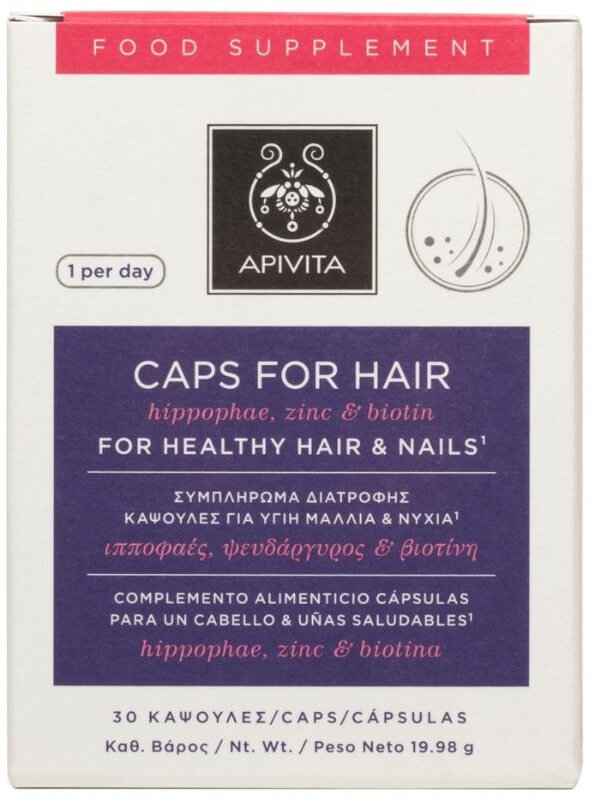 Apivita Caps For Hair Hippophae Zinc Biotin 30caps