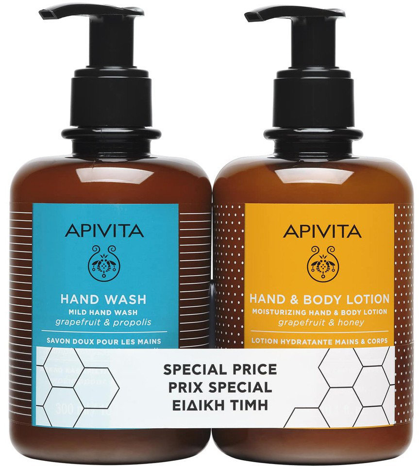 Apivita Set Hand Wash 300ml & Hand & Body Lotion 300ml