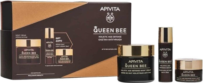 Apivita Queen Bee Night Cream 50ml+Serum15ml+Light Day 10ml