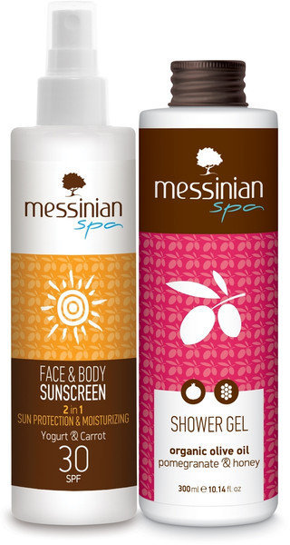 Messinian Spa Set Face Body Sunscreen SPF30 & Shower Gel  
