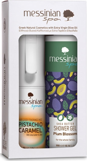 Messinian Spa Set Pistachio Caramel+Plum Blossom Shower Gel