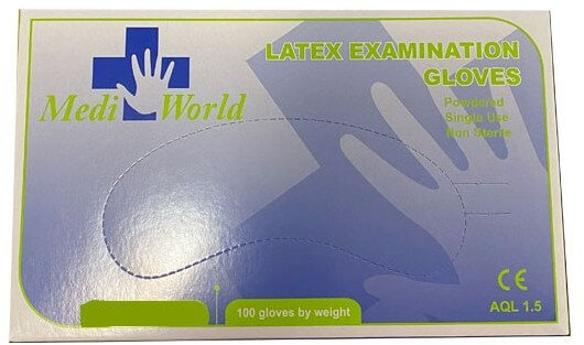 Medi World Latex Examination Gloves Powder Small 100τμχ