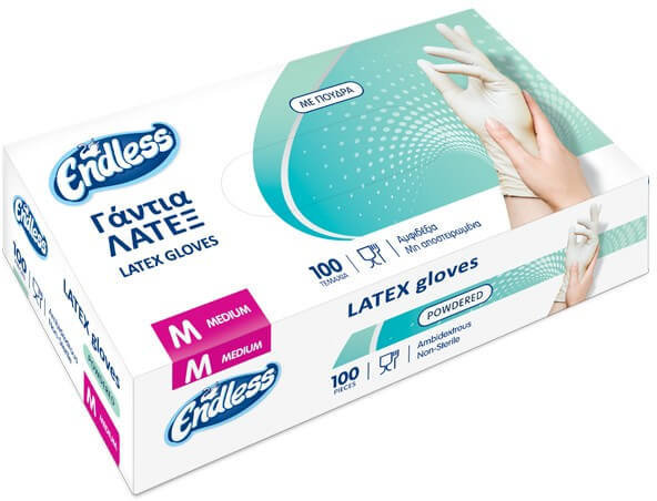 Endless Latex Gloves Medium with Powder 100τμχ