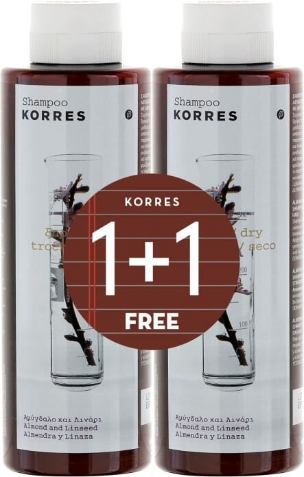 Korres 1+1 Shampoo Almond & Linseed Dry Hair  2x250ml