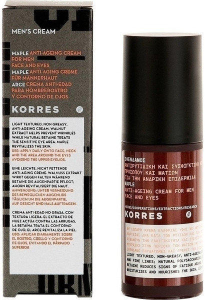 Korres Men's Cream Maple Anti Aging Cream Face Eyes 50ml